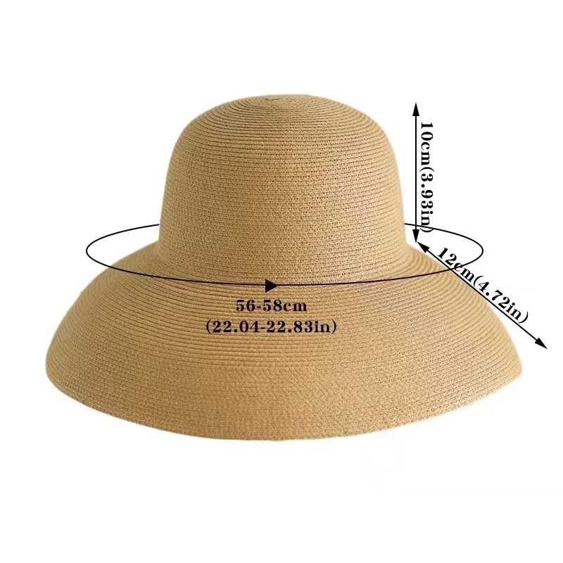 Hat Floppy Wide - つば広の夏用ビーチストローハット、女性・女の子向けのUPFストローサンハット