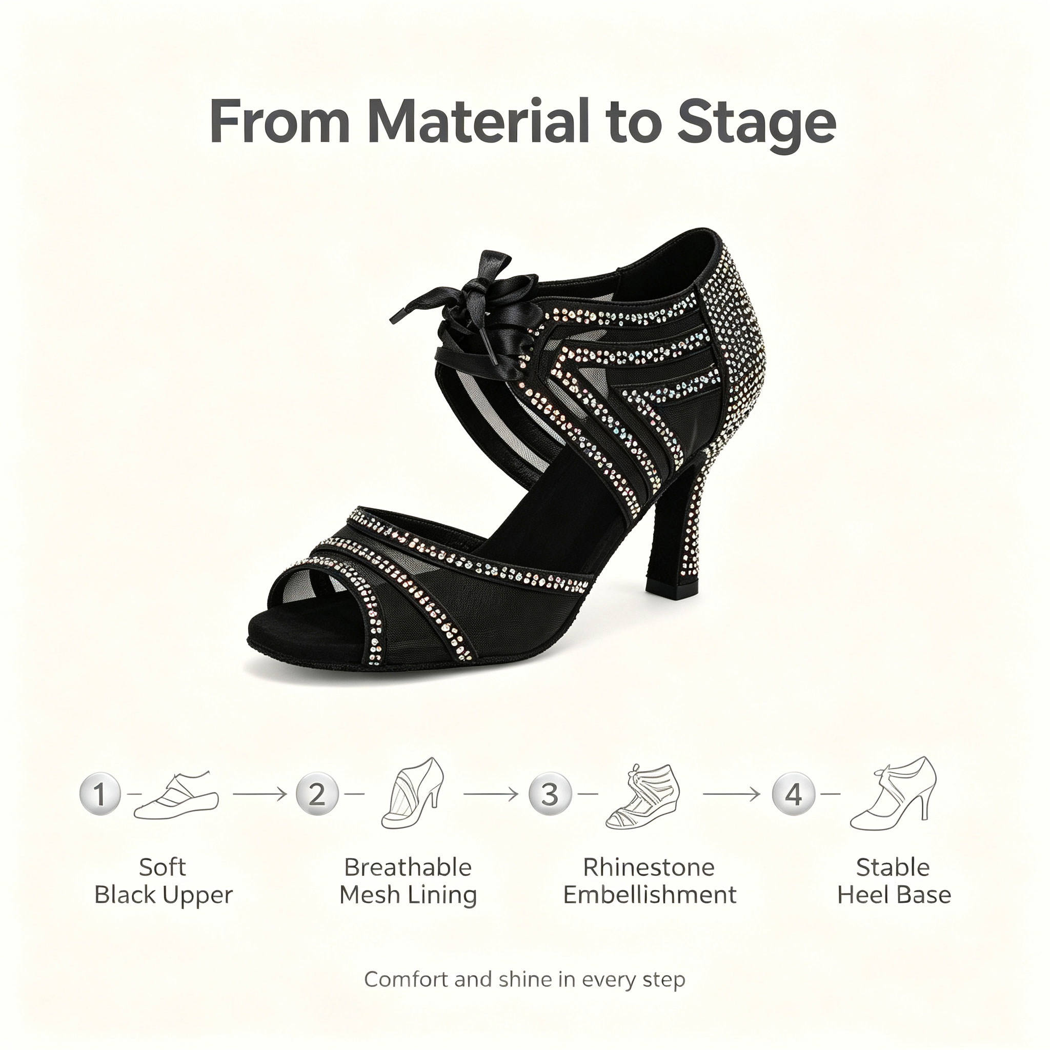 レディース ラテン サルサ ダンスシューズ ラインストーン  - Sandal Strappy Heeled のレビューと価格
