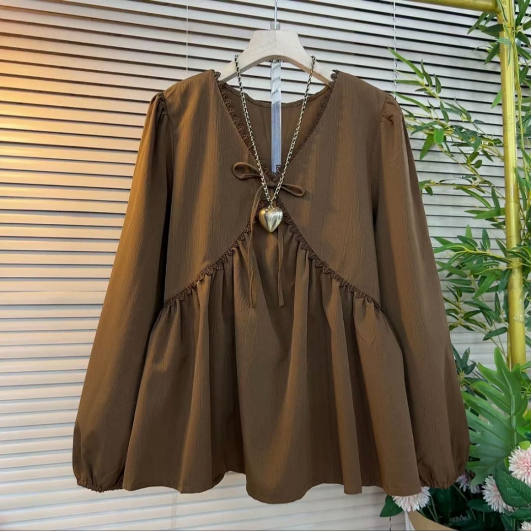 サイズを大きくした婦人服2026春秋新型太ったMm長袖Vネッ - Blouse Off Shoulder のレビューと価格