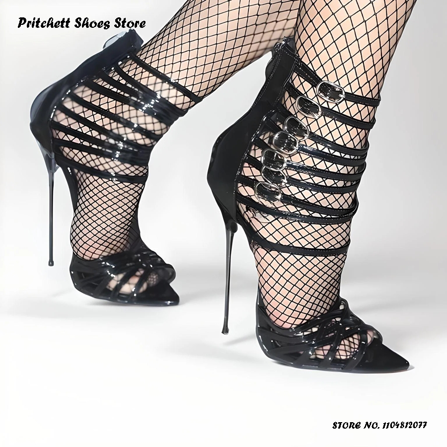 レディース パテントレザー ストラップサンダル ポインテッド - Sandal Strappy Heeled のレビューと価格